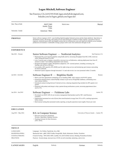 Modello di curriculum Semplici – Classic