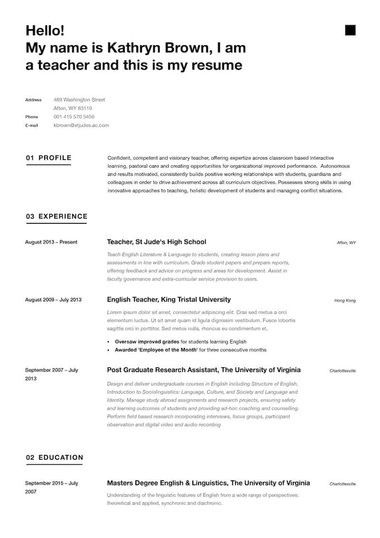 Modello di curriculum Semplici – Minimalist